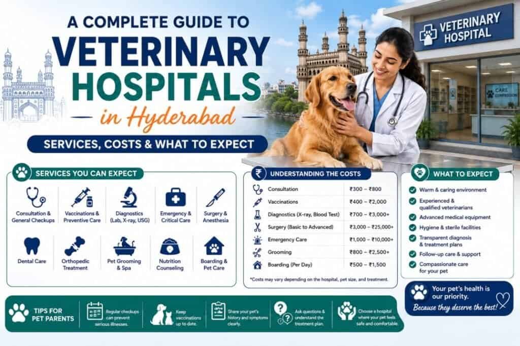 A Complete Guide to Veterinary Hospitals in Hyderabad — Services, Costs & What to Expect