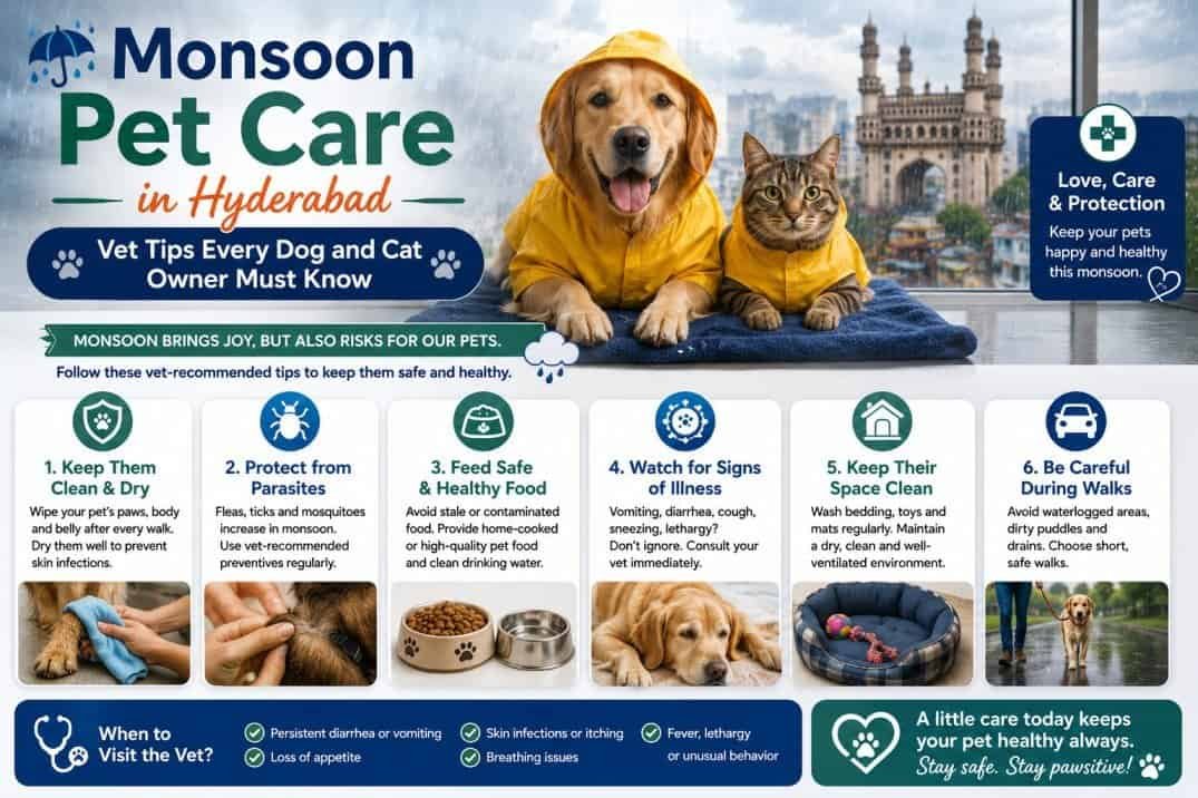 Monsoon Pet Care in Hyderabad — Vet Tips Every Dog and Cat Owner Must Know